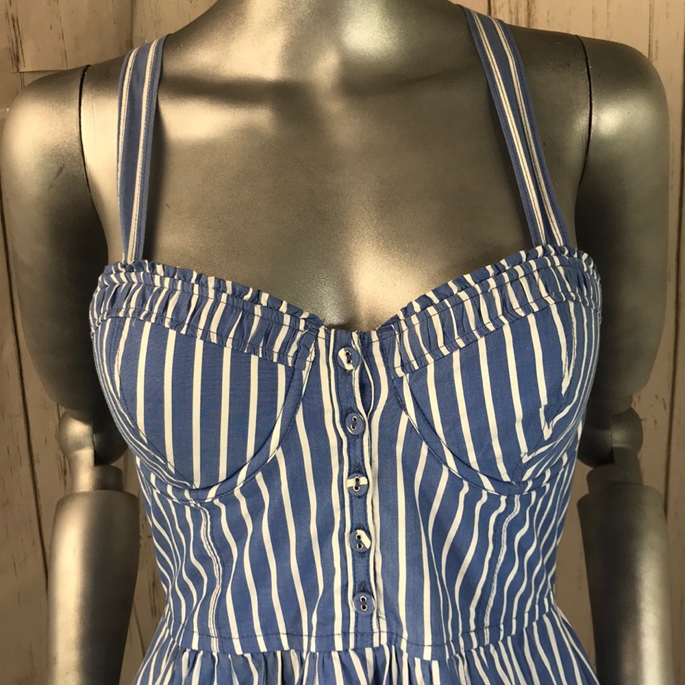 A&F Blue Pinstriped Bustier Summer Sun Dress - Picture 3 of 8